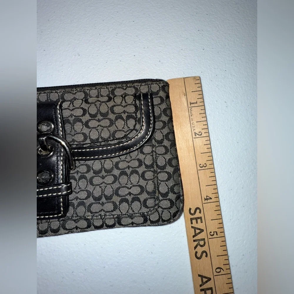 Coach Black Signature Mini C Soho Jacquard Canvas Buckle Clutch Wristlet Wallet